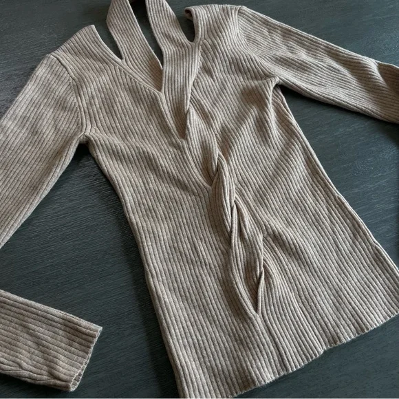 Catherine Malandrino Knit Sweater Top S Beige Tan Brown - Picture 3 of 9